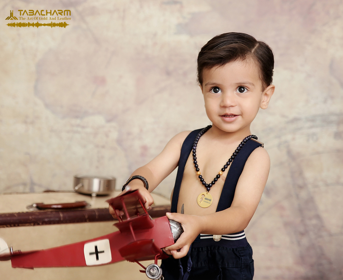 گردنبند مهره ای کودک با پلاک فرکانس